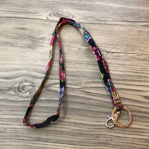 VERA BRADLEY Keyring Lanyard Black Floral pattern